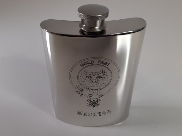 MacLeod Clan Crest Pewter Hipflask