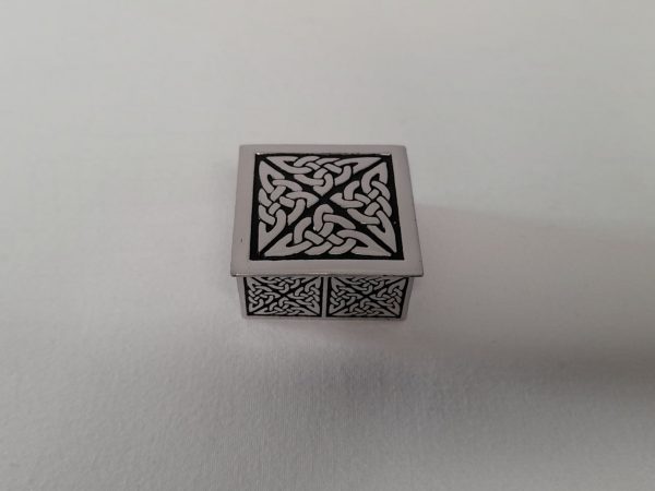 Celtic pewter small square box
